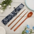 thumbnail image 1 of Portable Wood Tableware Set Chopsticks Coffee Spoon Kit for Outdoor Travel Office Use, 1 of 9
