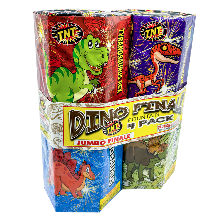 TNT Fireworks, Dino Finale 4 Pack , Ground Based Fountains, Any