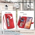thumbnail image 4 of SYITOOCK Phone Case for Motorola Moto G85 5G, Shockproof PU Leather Wallet Case with Card Slots Anti-Scratch Stand Magnetic Flip Zipper Pocket Cover for Motorola Moto G85 5G, Red, 4 of 7
