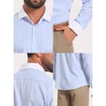 thumbnail image 7 of DARING DIVA Men's Striped Button Down Long Sleeve Stretch Shirts L Blue, 7 of 7