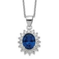 thumbnail image 4 of Sterling Silver Cubic Zirconia & Lab created Dark Blue Spinel 18in Necklace, 4 of 5