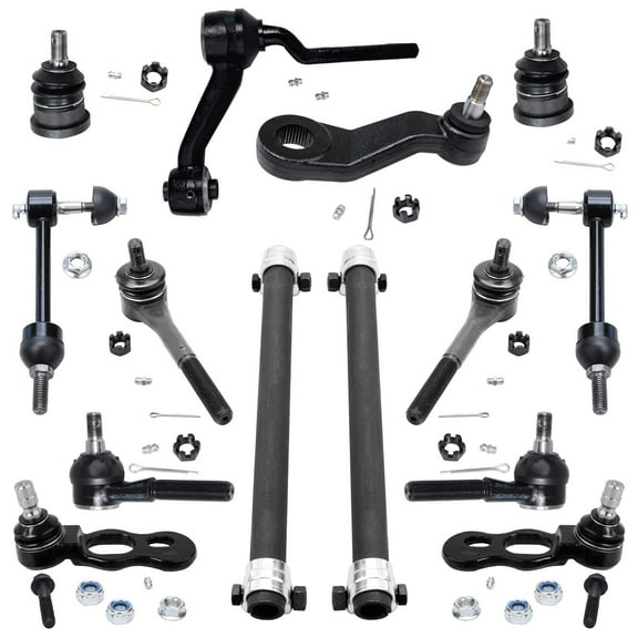 Detroit Axle - 14PC Front Steering Idler Arm Pitman Arm Adjusting Sleeve Inner and Outer Tie Rods Sway Bars Ball Joints Replacement for 1998-2002 Ford Crown Victoria Town Car Grand Marquis
