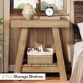 thumbnail image 4 of Finmind 2-Tier Wooden End Table, Farmhouse Slim Side Table with Storage for Living Room or Bedroom, Natural, 4 of 7
