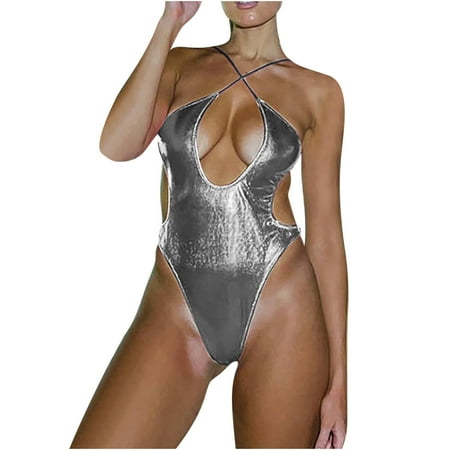 Amzcrzy Valentines Lingerie Bodysuit Women s Sexy Backless-tie Cutout T-shirt Base Jumpsuit Sexy Plus Size Crotchless Lingerie