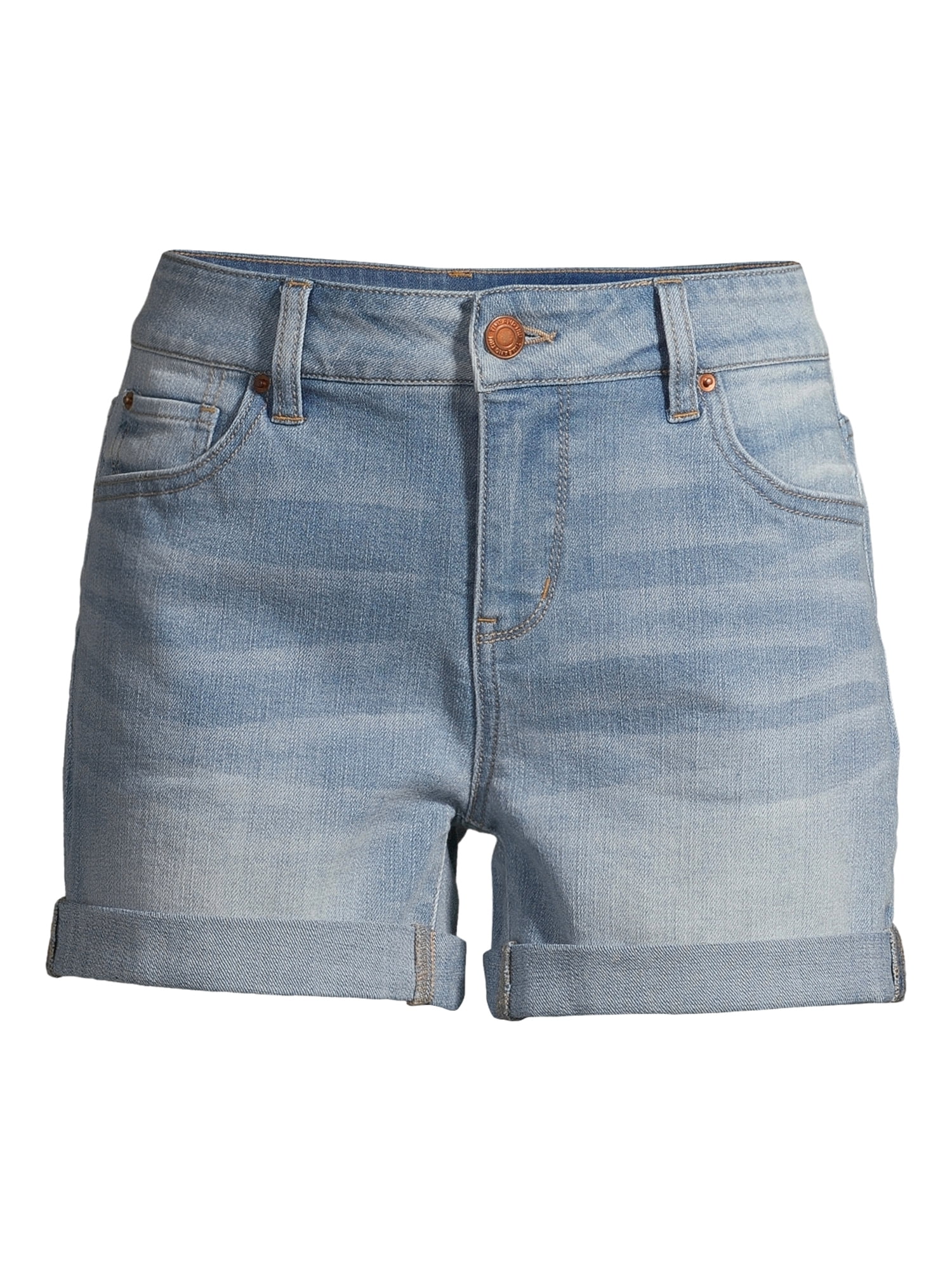 Time and Tru women's Mid Rise Cuffed Denim Shorts