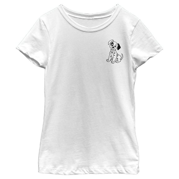 Girl's One Hundred and One Dalmatians Patch Sketch Graphic Tee White X Large