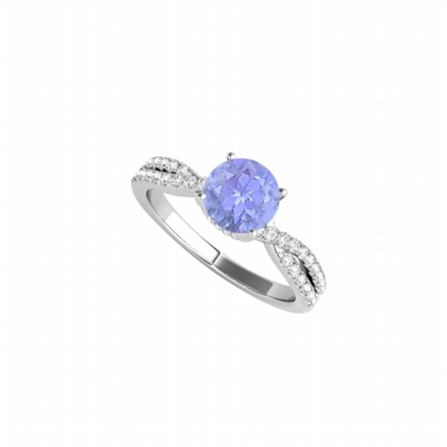 Fine Jewelry Vault UBUNR50843EW14CZTZ Criss Cross Tanzanite & Cubic Zirconia Ring in 14K White Gold, 32 Stones by Fine Jewelry Vault