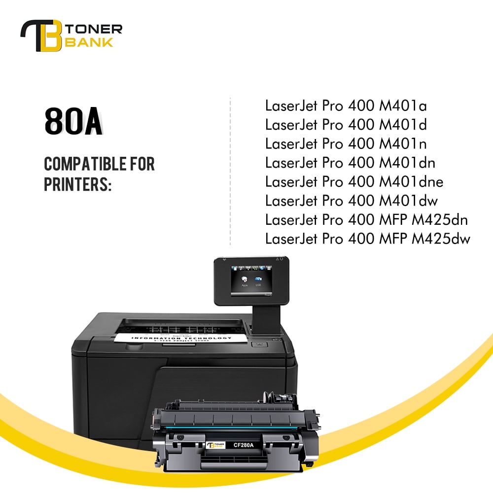 80A Laserjet Toner Cartridge Black CF280A Compatible for 80A 80X CF280A CF280X LaserJet Pro 400 M401a M401d M401n M401dn M401dne M401dw MFP M425dn M425dw Printer Ink (Black 4-Pack)