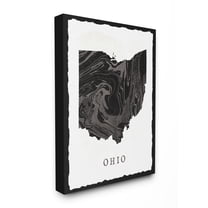 The Stupell Home Decor Collection Black and Grey Marbled Paper Ohio State Silhouette Oversized Stretched Canvas Wall Art, 24 x 1.5 x 30