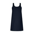 thumbnail image 4 of WIZUTIZ Sundresses for Women Trendy Casual High Rise Mini Dress Solid Pleated Dress Round Neck Sleeveless Pleated Dress for Womens Button Down Strappy Stylish Staying at Home Dress Navy M, 4 of 5