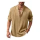 thumbnail image 1 of Camisa Henley De Lino Con Cuello Alto, Manga Larga, Casual,, 1 of 6