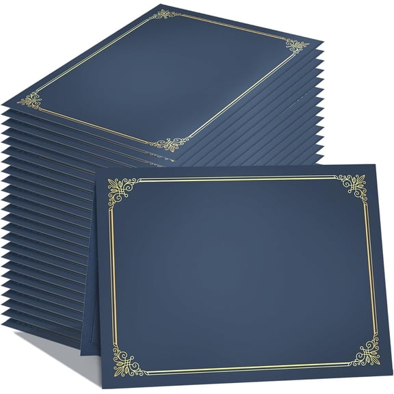 Certificate Holders - 25 Packs Blue Diploma Holders Covers with Gold Foil Border for Letter Size 8.5 x 11 Paper Award Graduation Documents