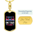thumbnail image 3 of Best Mom on This Planet Colors Stainless Steel or 18k Gold Premium Swivel Dog Tag Keychain, 3 of 16