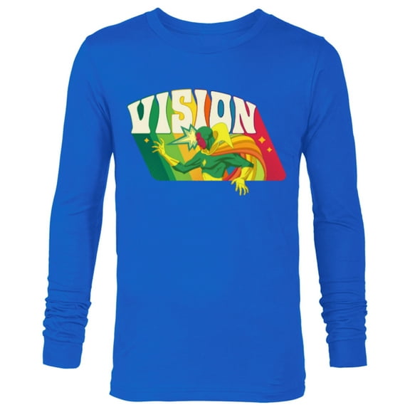Marvel Avengers Vision Solar Gem Rainbow Comic Retro - Long Sleeve T-Shirt for Men - Customized-Navy