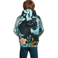 thumbnail image 3 of Bingfone Black Panther Floral Illustration Pattern Youth Classic Hoodies Soft Hooded Pullover Sweatshirts for Girls and Boys, 3 of 6