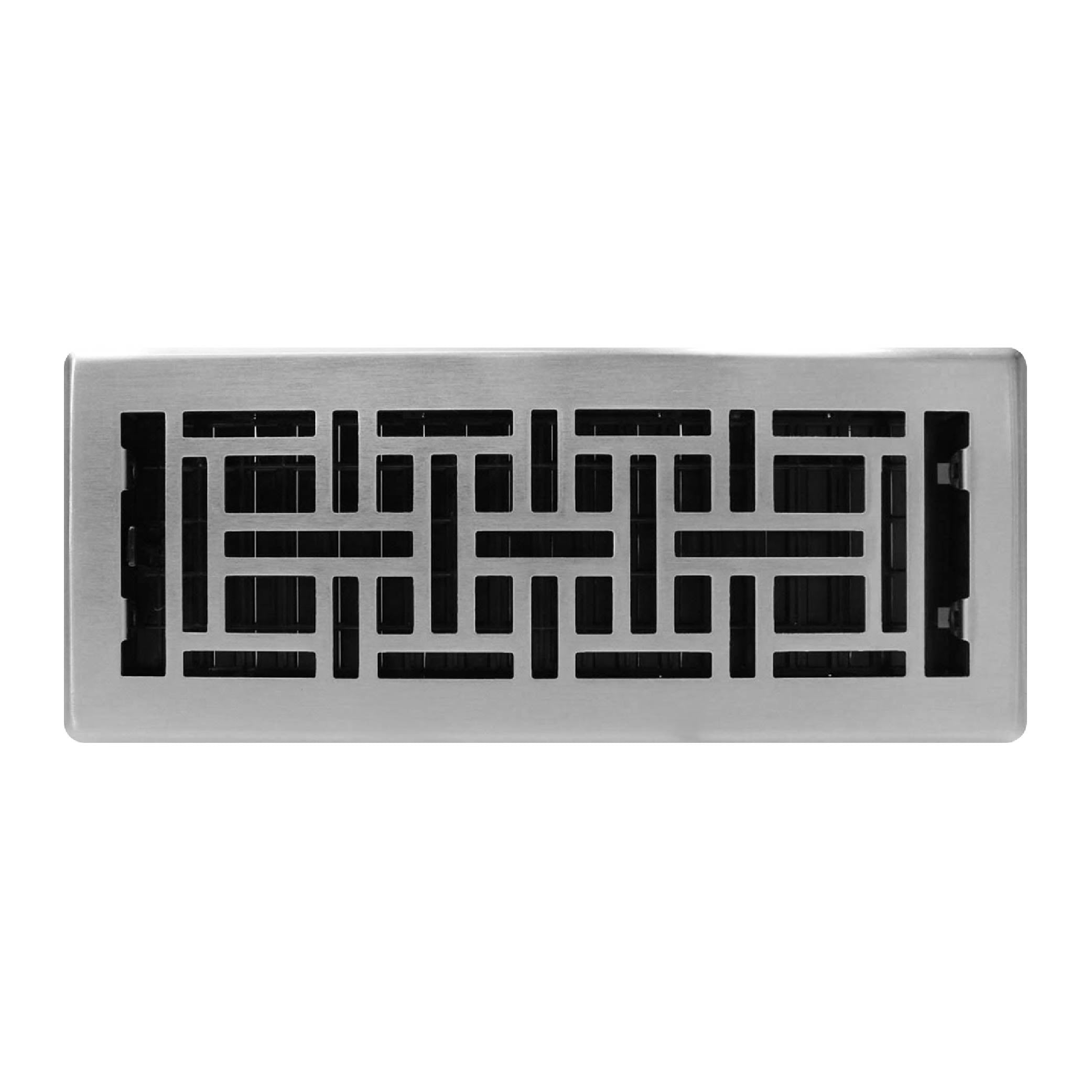 Decor Grates (4-Pack) 4x12 Oriental Floor Register Vent Cover, Adjustable Airflow Control, Brushed Nickel (AJH412-NKL)