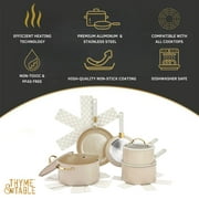 Thyme & Table 12-Piece Ceramic Non-Stick Granite Collection Cookware Set, Non-Toxic Pots and Pans Set - Taupe & Gold