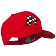 thumbnail image 5 of Checkered Flag Alphabet Embroidered Red High Profile Cap - H OSFM, 5 of 5
