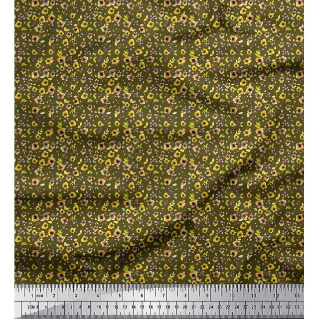 Soimoi Polyester Crepe Fabric Floral Shirting Print Fabric by The Yard 42 Inch Wide