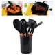 thumbnail image 5 of Juego de utensilios de cocina de silicona de 11 piezas, juego de utensilios de cocina con mango de madera resistente al calor y cubo de almacenamiento para acampar, color negro, 5 of 10