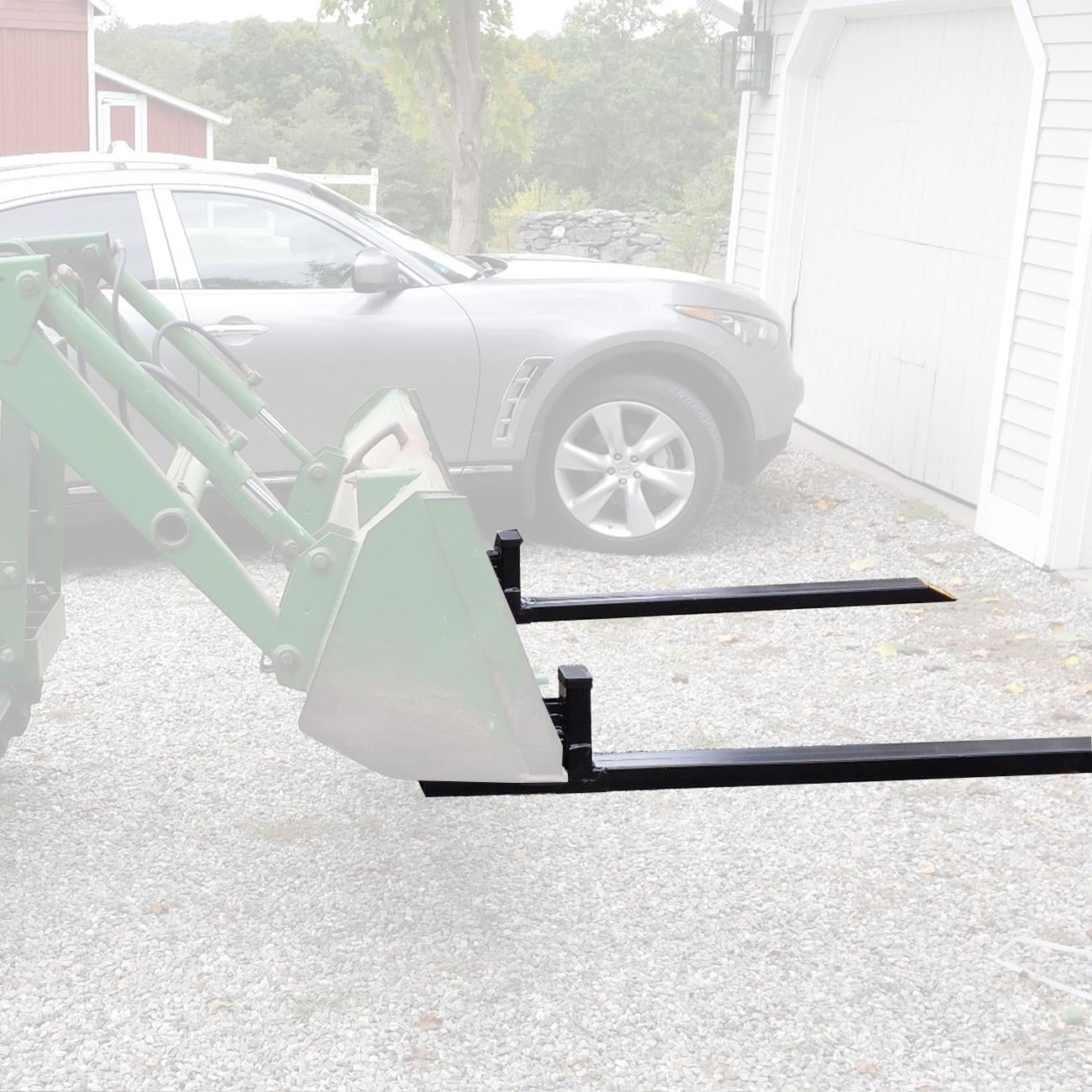 Clamp on Pallet Forks, 60" HD Clamp on Pallet Forks 4000 LB Capacity Loader Bucket Tractor Black