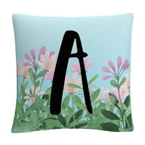 Pink Floral Garden Letter Illustration A By Abc 16 X 16 Decorative Throw Pillow