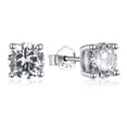 thumbnail image 3 of ADIRFINE 925 Sterling Silver Brilliant Round Cubic Zirconia Stud Earrings, 3 of 5