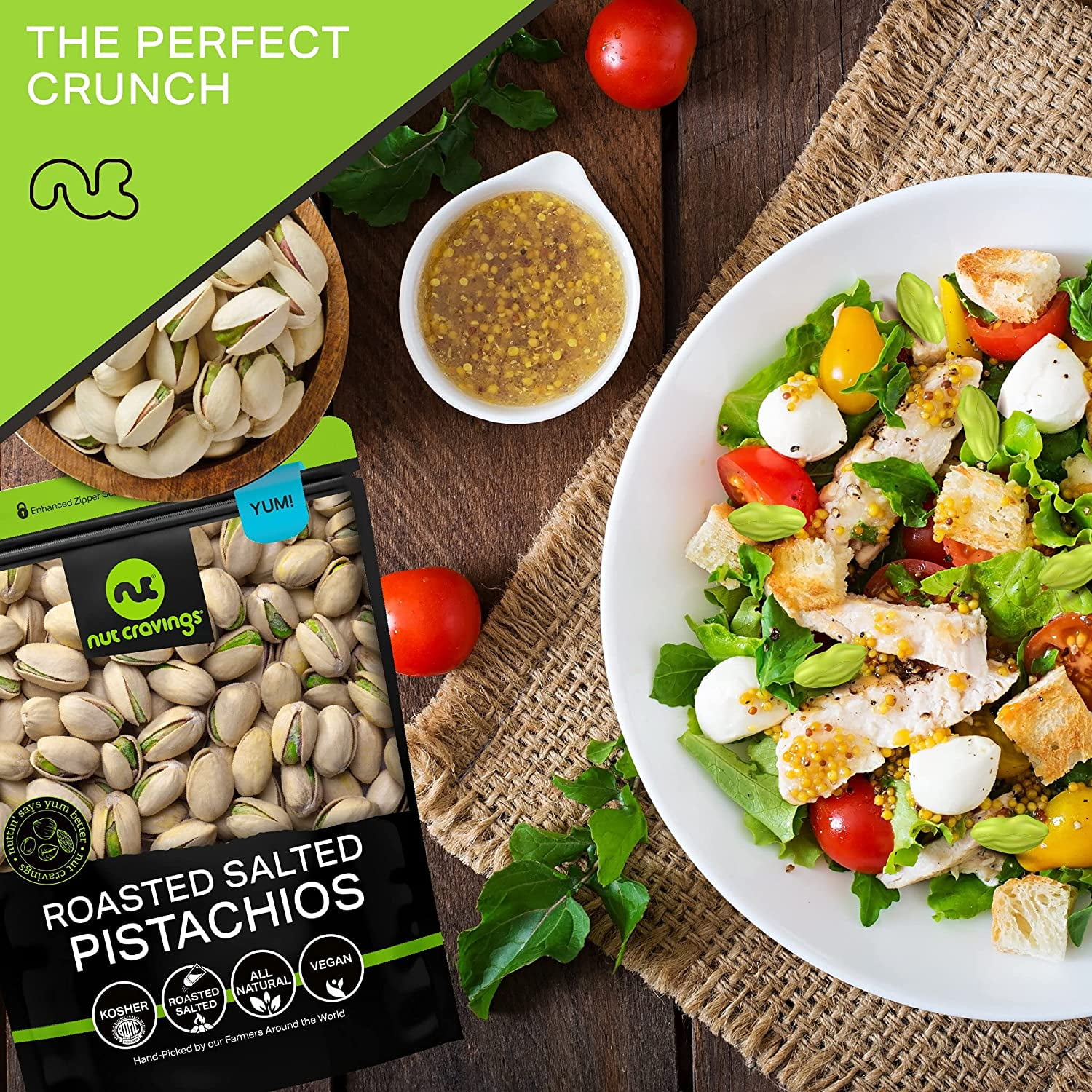 Nut Cravings Freshly Roasted & Salted California Pistachios (32oz - 2 lbs) Packed Fresh in Resealable Bag