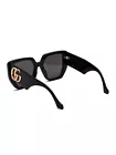 Gucci GG 0956S 003 Black Gold Cat Eye Grey Lens Oversized Sunglasses New 54mm