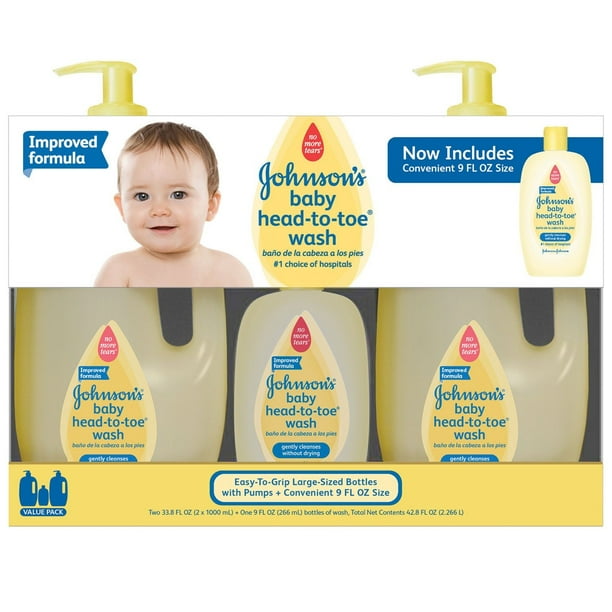 Johnson's HeadtoToe Baby Wash, 33.8 Fl Oz, 2 Ct + 9 Fl
