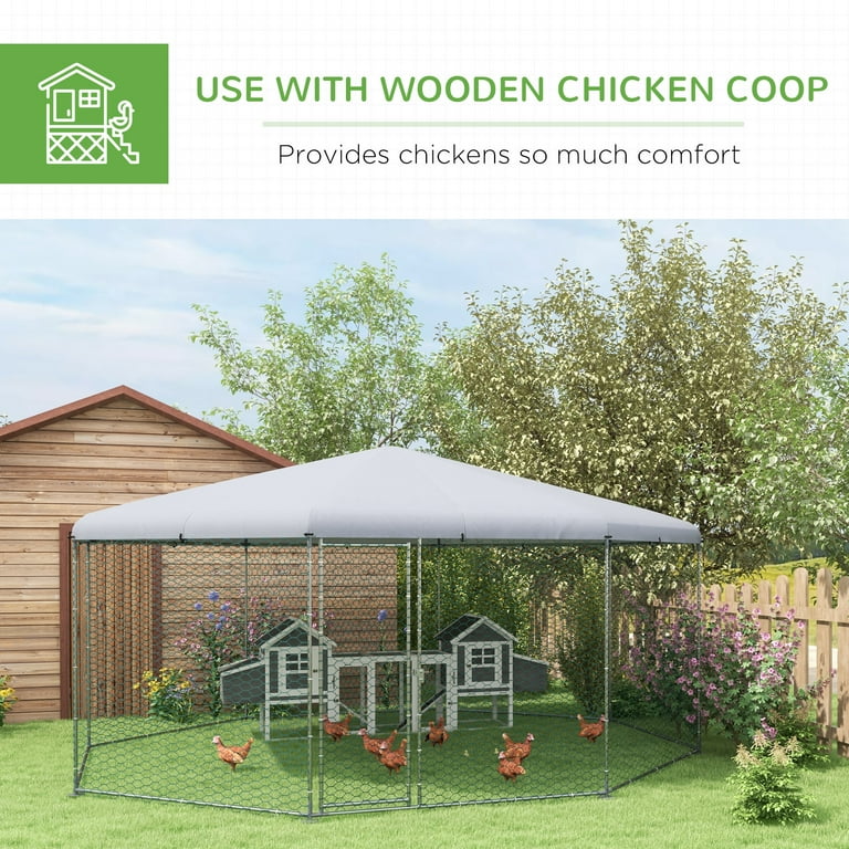 PawHut 17.1' x 15.7' Chicken Run for 19-25 Chickens with Cover