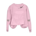 thumbnail image 4 of Womens Valentines Sweatshirt Love Print Heartbeat Shirt Solid Color Crew Neck Sweatshirt Casual Long Sleeve Tops Valentines Shirts for Women, 4 of 6