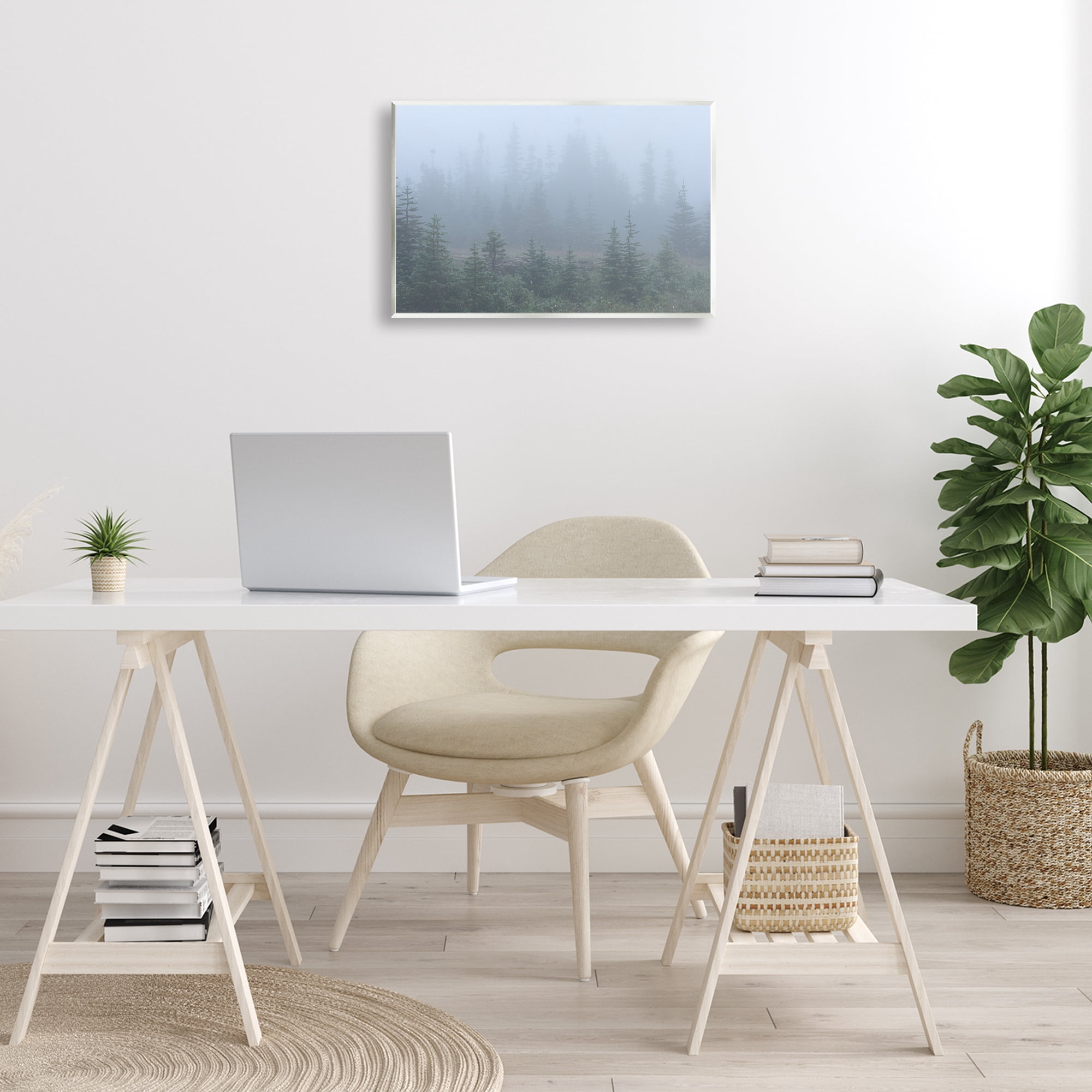 Stupell Industries Foggy Forest Trees Landscape Photography Unframed Art Print Wall Art, 19 x 13