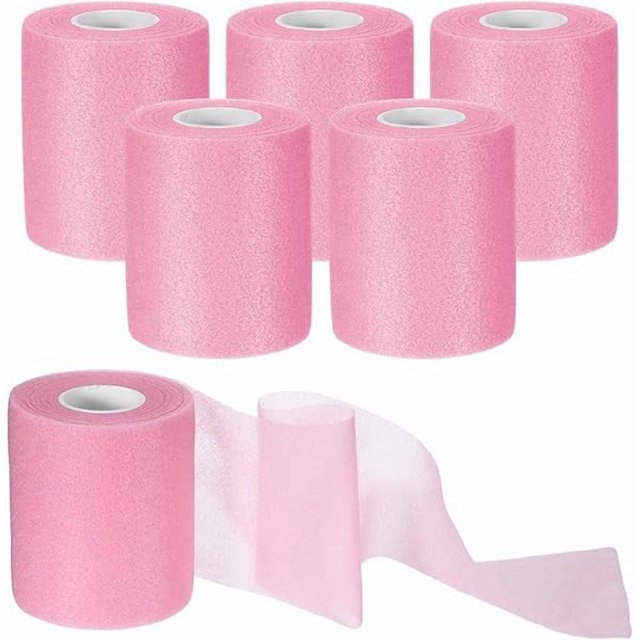 wonima44 6 Rolls Pre Wrap Athletic Tape, Pink Prewrap Athletic Tape 2.75 Inches X 11 Yards, Pre Wrap for Hair Soccer Foam Underwrap Sport Headband for Outdoor Sports