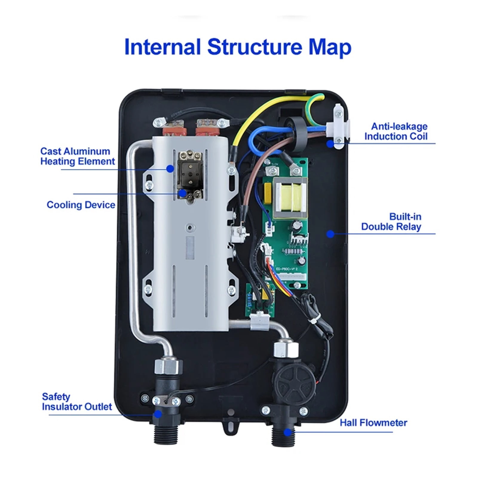 Electric Water Heater Mini Tankless Electric Hot Instant Water Heater ,Safety Protections