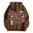 thumbnail image 4 of Women Sweatshirts Women's Hoodies Sweatshirts Stylish Letter Print Hooded Long Sleeve Casual Sports Hoodie for Everyday Comfort Brown L, 4 of 6