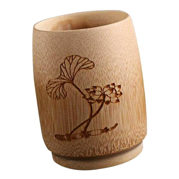 Taza de bambú para beber sake, agua, camping, leche, té, desayuno, vino, decoración J