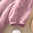 thumbnail image 5 of Womens Cotton Linen Dressy Blouses, 3/4 Sleeve Shirts for Women Summer Fall Lightweight Casual Solid Color Button Up Scoop Neck Tunic Tops, 5 of 7