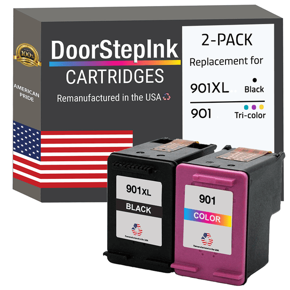 Remanufactured DoorStepInk High Yield Ink Cartridge for HP 901XL Black and 901 Tri-Color
