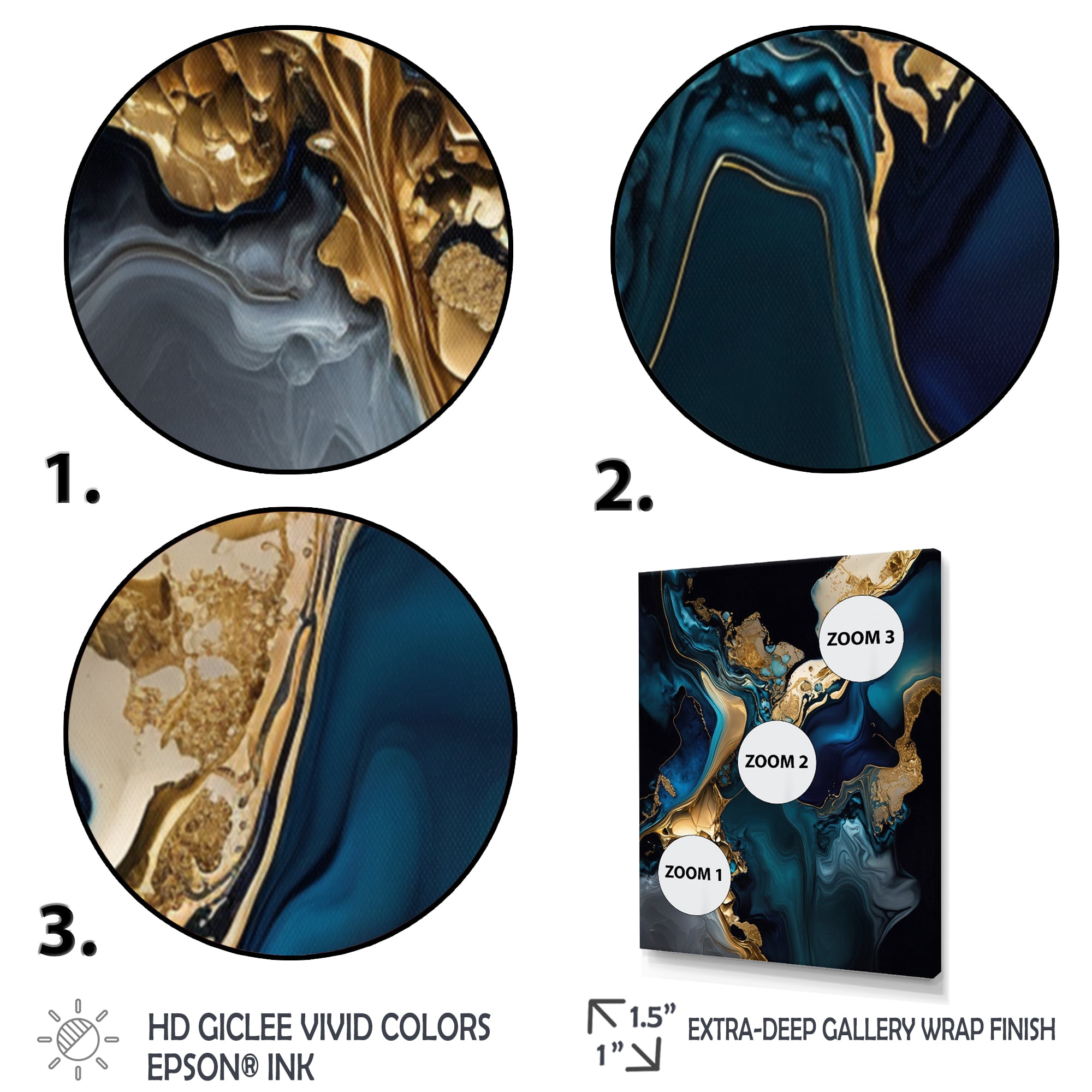 Designart Abstract Geode Marble Blue IV Canvas Wall Art