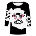 thumbnail image 3 of Oplxuo Cute Cow Printed 3/4 Sleeve T-Shirts for Women Crewneck Dressy Blouse Loose Pullover Casual Tunic Tee Tops, 3 of 3
