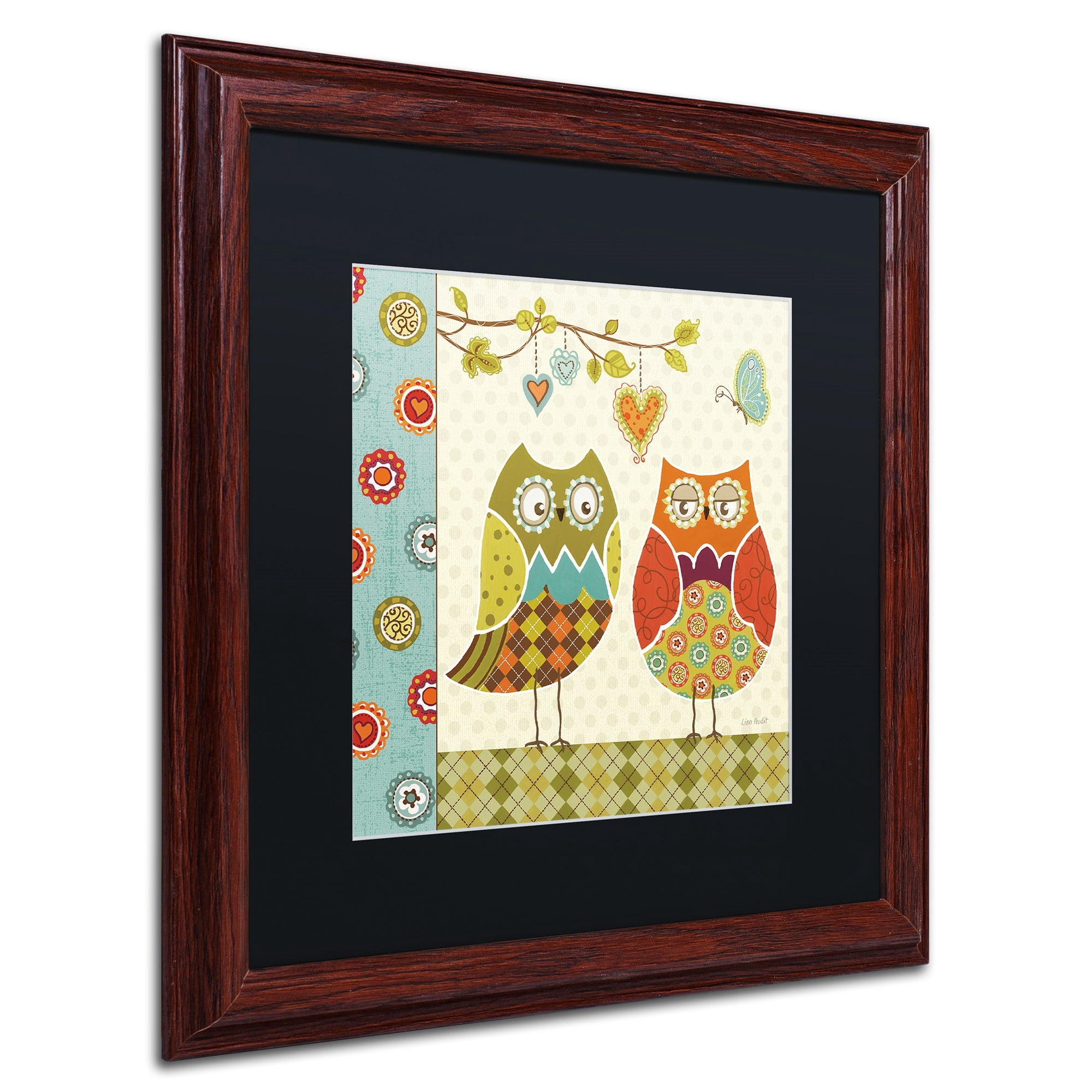 Trademark Fine Art "Owl Wonderful I" Canvas Art by Lisa Audit, Black Matte, Wood Frame