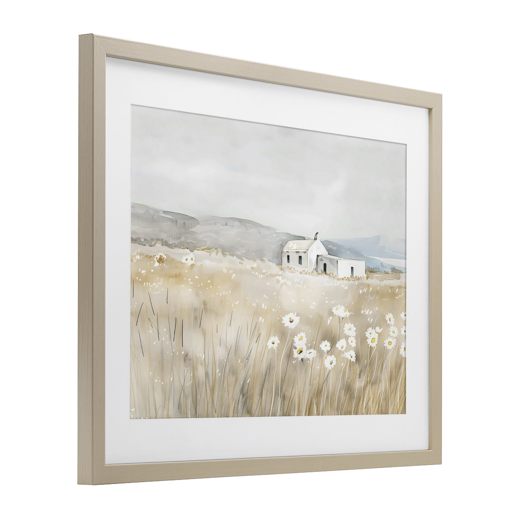 Stupell Industries Rustic Landscape Daisy Meadow Birch Framed Print Under Glass, design by Creative Studio
