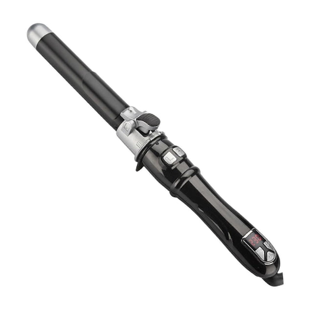 Rizador de pelo automático con control de temperatura LCD, rizador cerámico de calentamiento rápido de 28 mm, negro, enchufe estadounidense de 110 V.