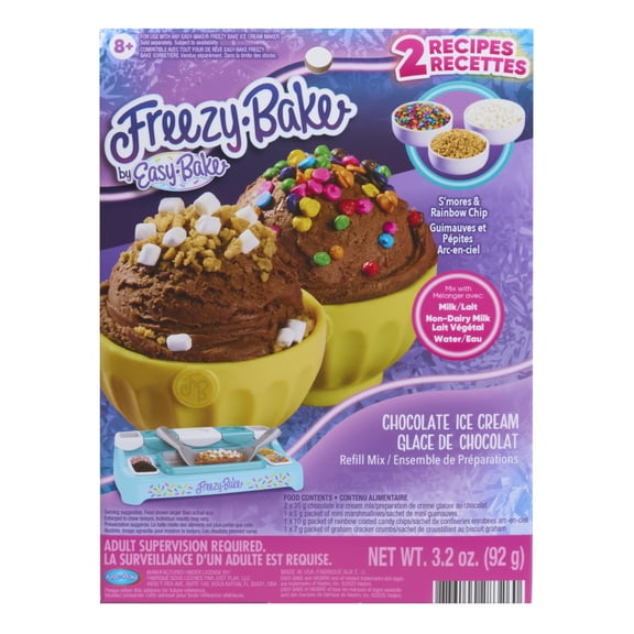 Freezy-Bake Chocolate Ice Cream Mix - S'mores and Rainbow Chip, Kids Ages 8 and up