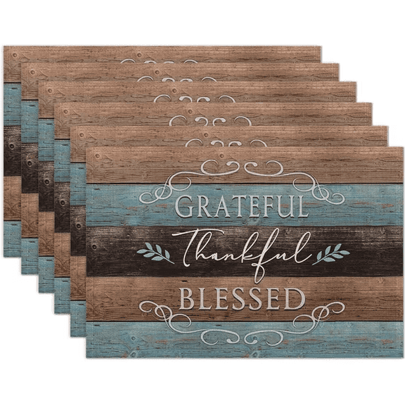 6-Piece 30×45cm Washable Farmhouse Linen Placemats Set – Rustic Table Mats for Kitchen, Dining & Everyday Use