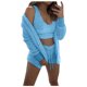 thumbnail image 1 of Conjunto de pijama de franela cálido para mujer: pijama de 3 piezas con capucha, poliéster suave, pantalones cortos con cintura elástica, informal/para el día a día, tallas S-XXL, tabla de tallas a, 1 of 6