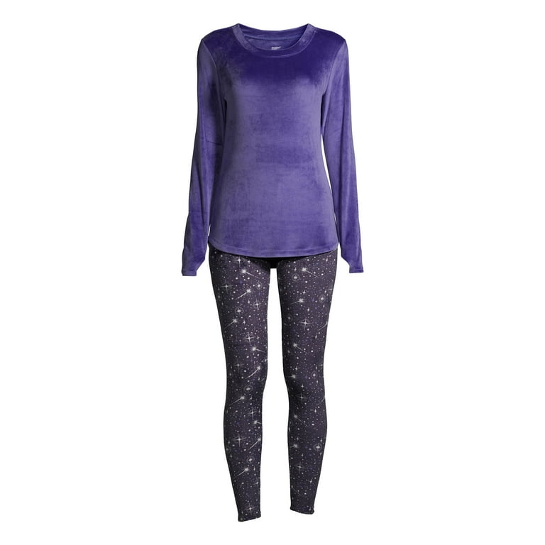 ClimateRight by Cuddl Duds Women's Velour 2-Piece Long Underwear Top and  Legging Thermal Set