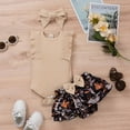 thumbnail image 5 of Lilgiuy Newborn Baby Girl Clothes Stripe Romper Sleeveless Dress Cute Lace Ruffles Bodysuit Toddler Baby Girl Summer Outfits for Shopping (Beige,3-6 months), 5 of 5
