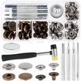 thumbnail image 1 of 87pcs Leather Snaps Fasteners Kit 15mm Metal Button Snaps Press Studs with 4 Installation Tools 1 Hammer 2 Color Silver Bronze Screw Snaps for Jackets Bracelets DIY Leather Craft Project, 1 of 8